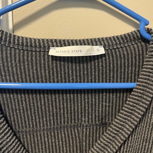 Altar'd State Charcoal Ribbed Knit Top - Picture 4 of 6